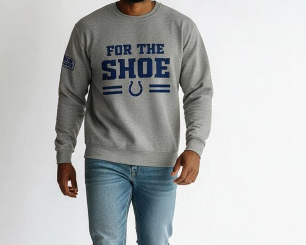 Jerzees NuBlend Men's XL Crewneck Sweatshirt Gray Blue Bud Light IU For The Shoe
